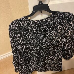 Notations Black and White Patterned Blouse